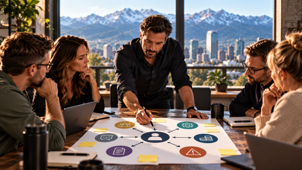 A business owner maps the decisions, approvals and recurring issues that still depend on them, identifying the highest-impact bottleneck to transfer into the team.